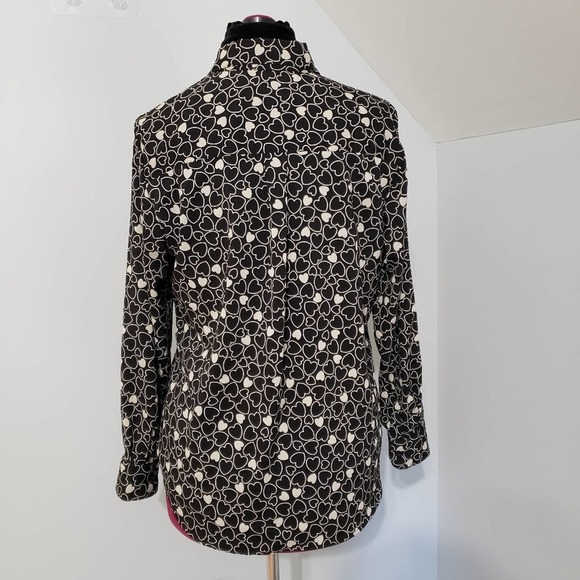 Coldwater Creek Women's Black/ Cream Heart Print blouse Sz large - Picture 3 of 10